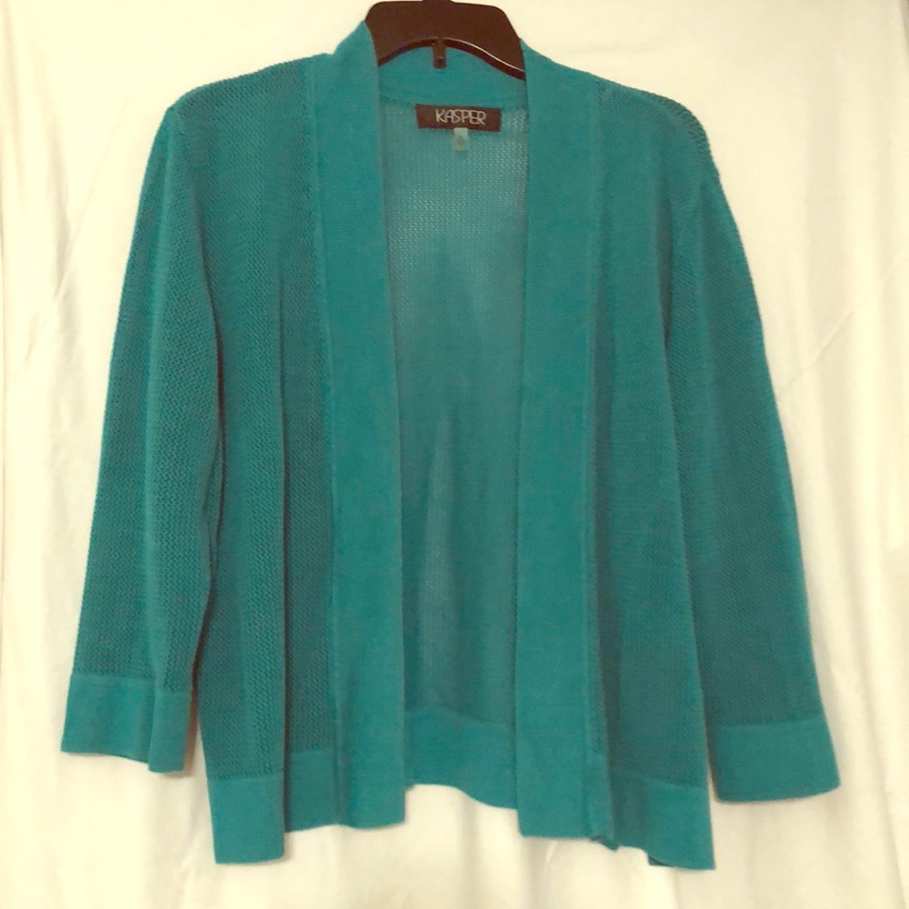 Kasper teal sheer sweater